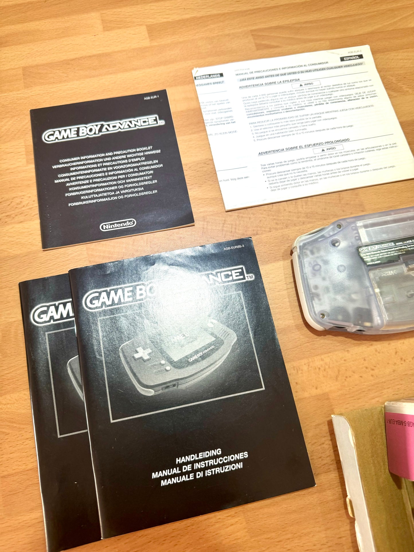 Nintendo Game Boy Advance Transparente Glacier Completa Original Retro Coleccionista