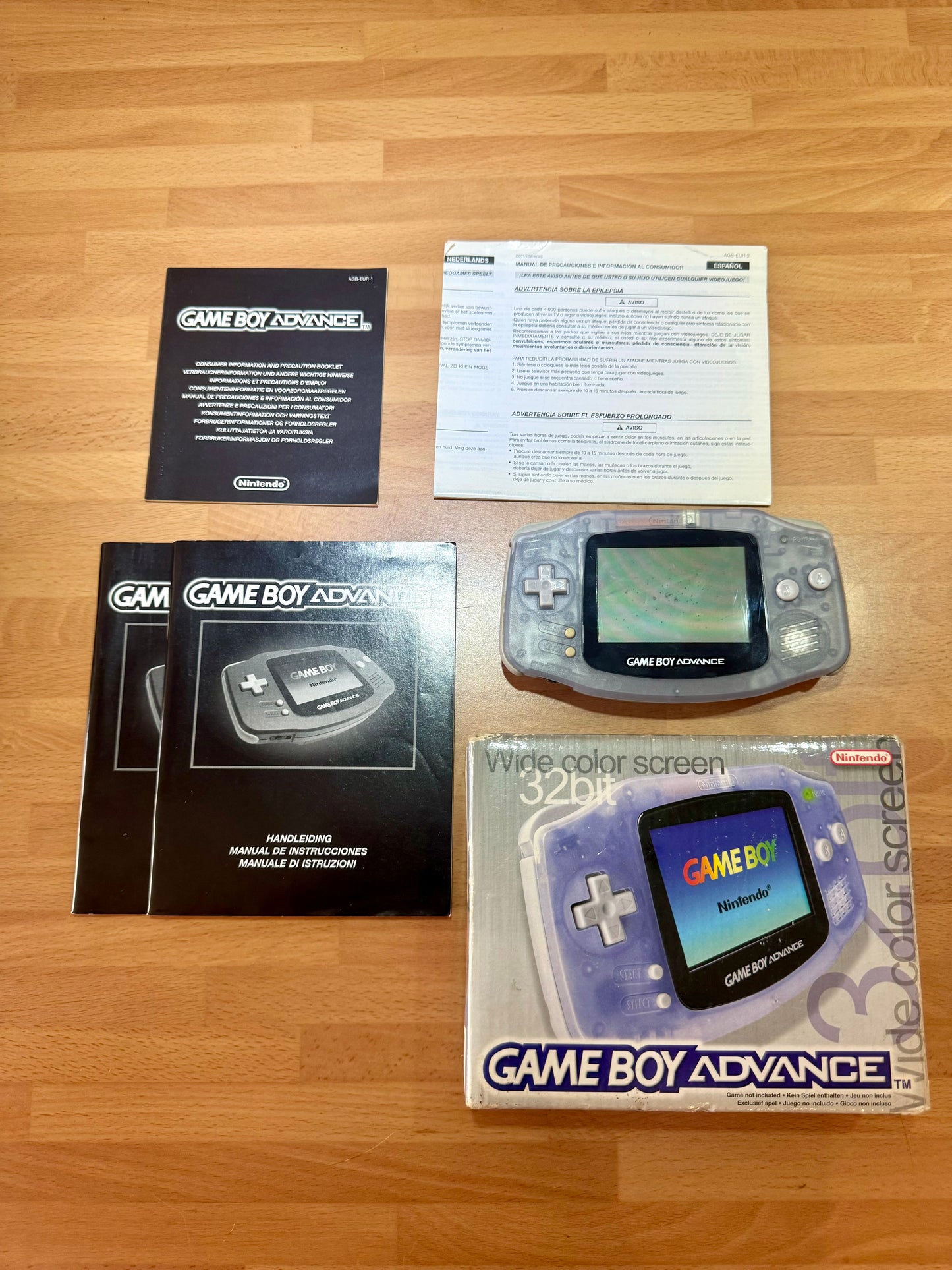 Nintendo Game Boy Advance Transparente Glacier Completa Original Retro Coleccionista