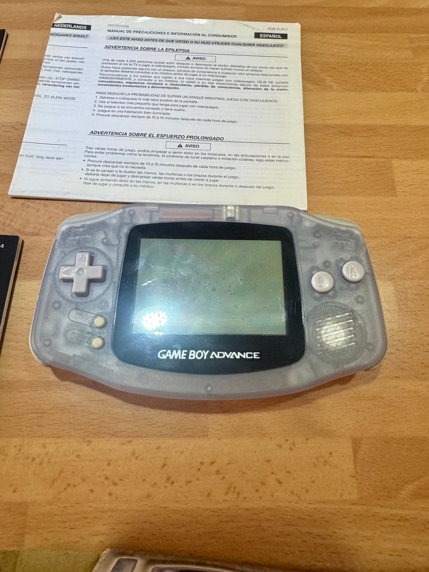 Nintendo Game Boy Advance Transparente Glacier Completa Original Retro Coleccionista