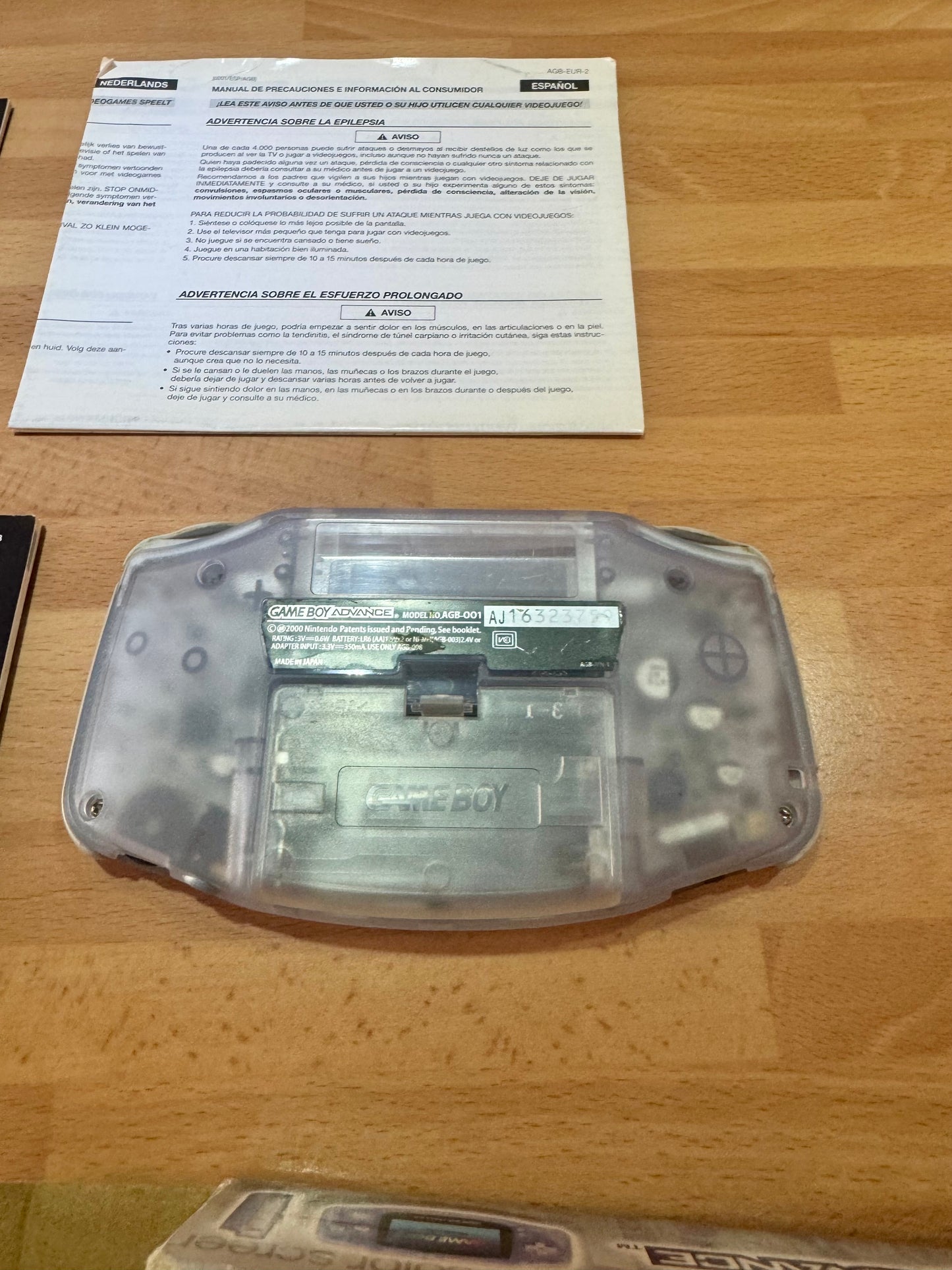 Nintendo Game Boy Advance Transparente Glacier Completa Original Retro Coleccionista