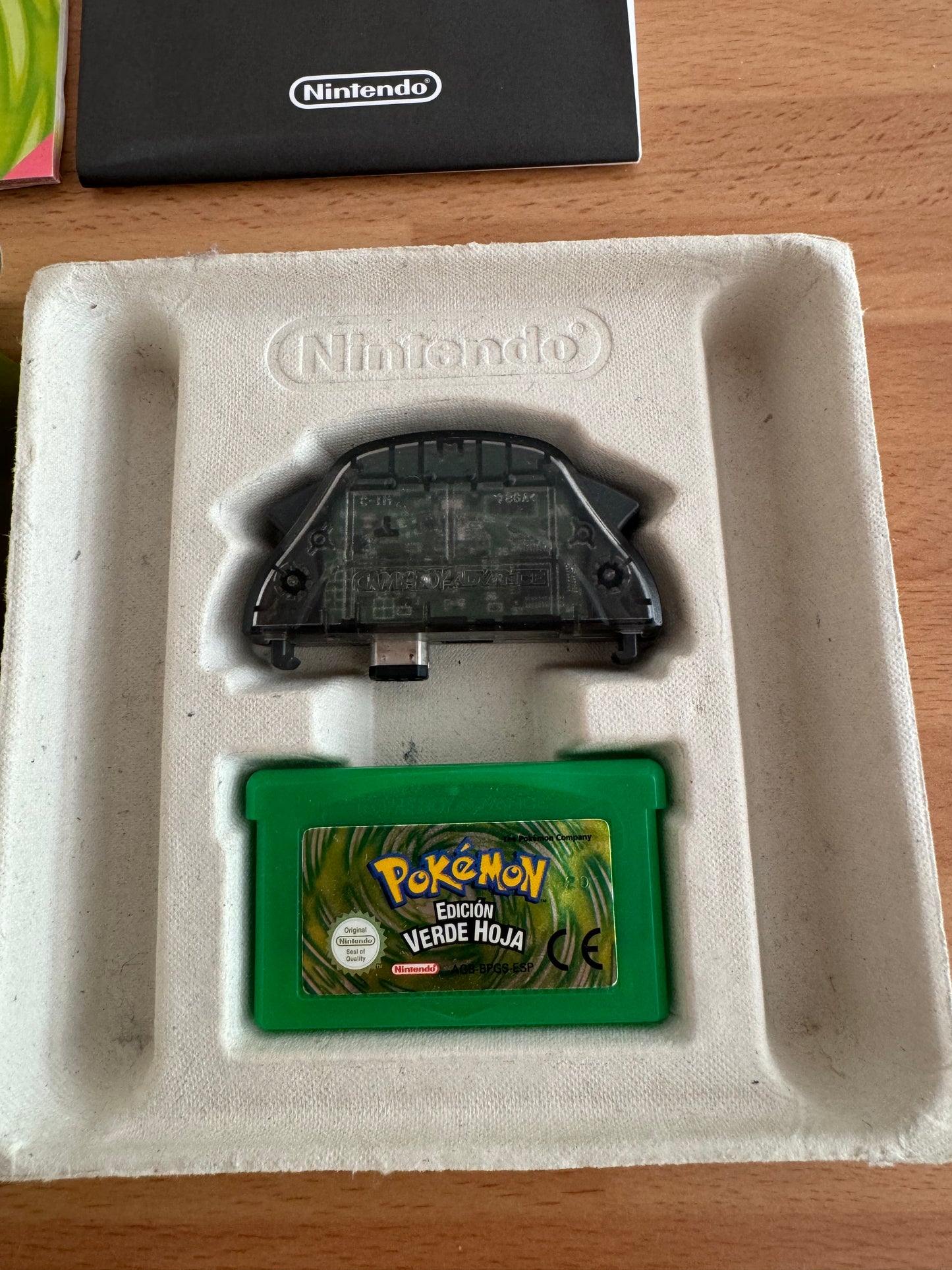 Pokémon Edición Verde Hoja GBA Completo Caja Original + Adaptador Inalámbrico PAL España