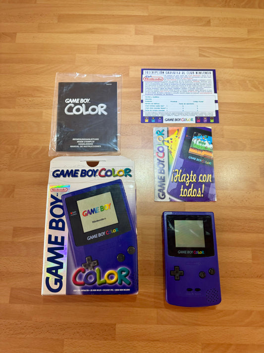 Nintendo Game Boy Color Morada Uva Completa en Caja Original Perfecta Coleccionista
