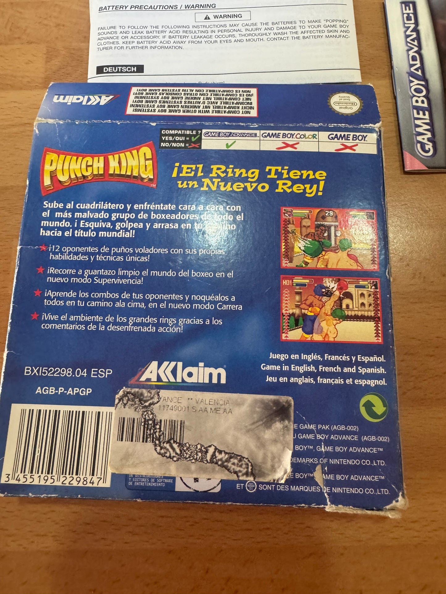 Punch King Game Boy Advance Completo en Caja PAL España Retro Coleccionista
