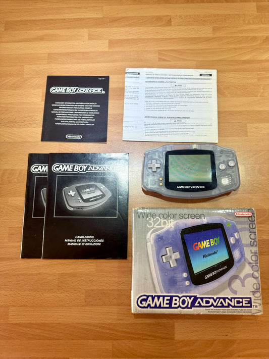Nintendo Game Boy Advance Transparente Glacier Completa Original Retro Coleccionista