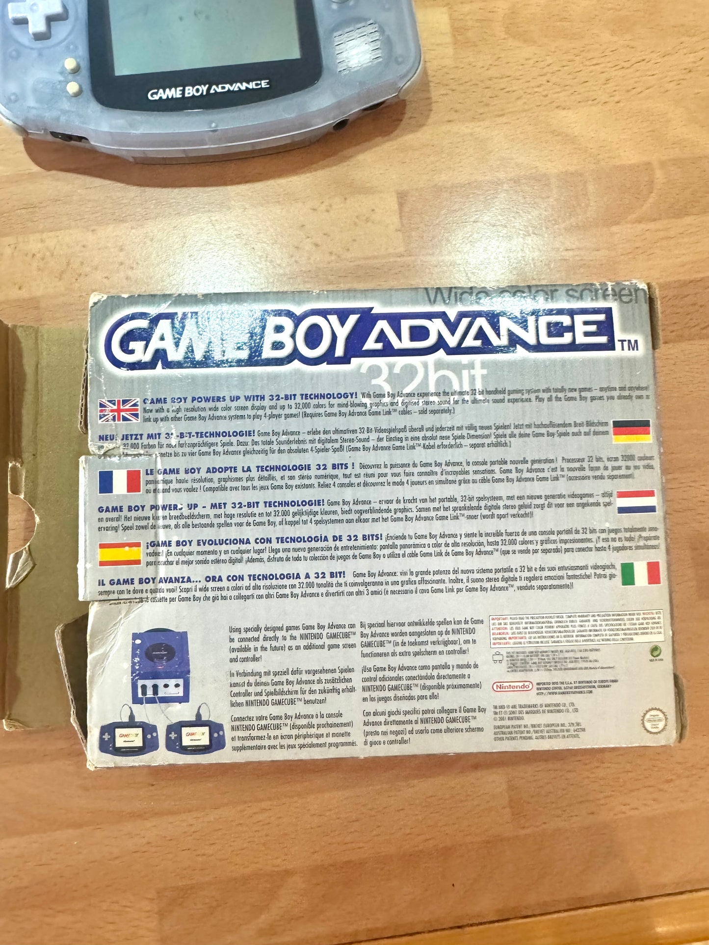 Nintendo Game Boy Advance Transparente Glacier Completa Original Retro Coleccionista